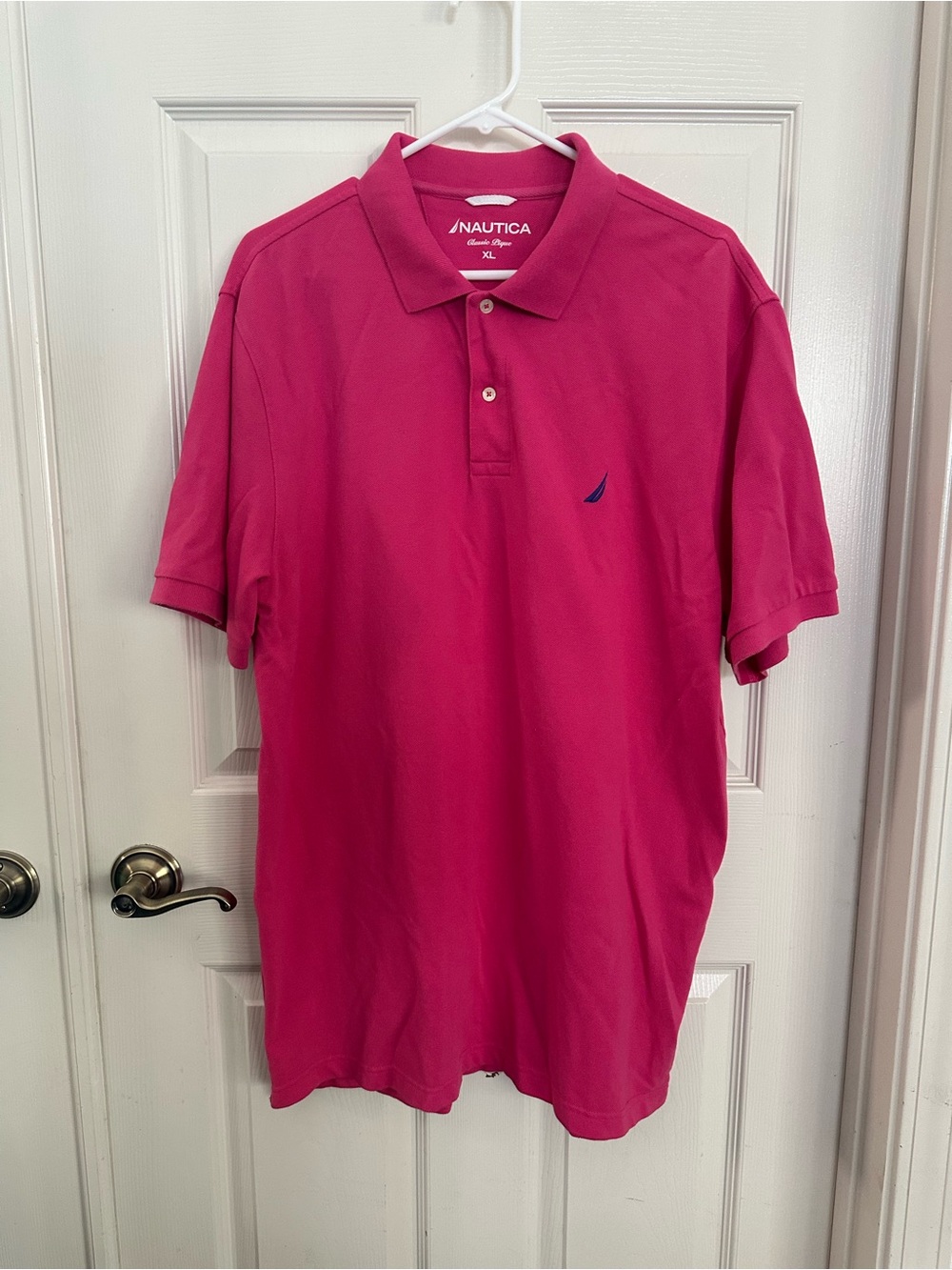 Nautica Classic Fit Bright Pink Polo with Sail Logo